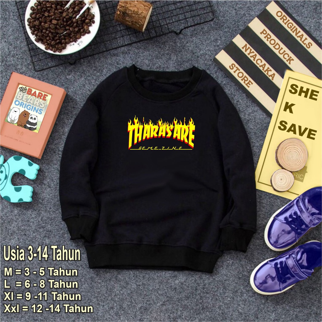 JAKET ANAK TERBARU-CREWNECK ANAK LAKI LAKI DAN PEREMPUAN UNTUK USIA 4-12 TAHUN-SWEATER CREWNECK NYACAKA GAMBAR DTF TERBARU DAN TERLARIS