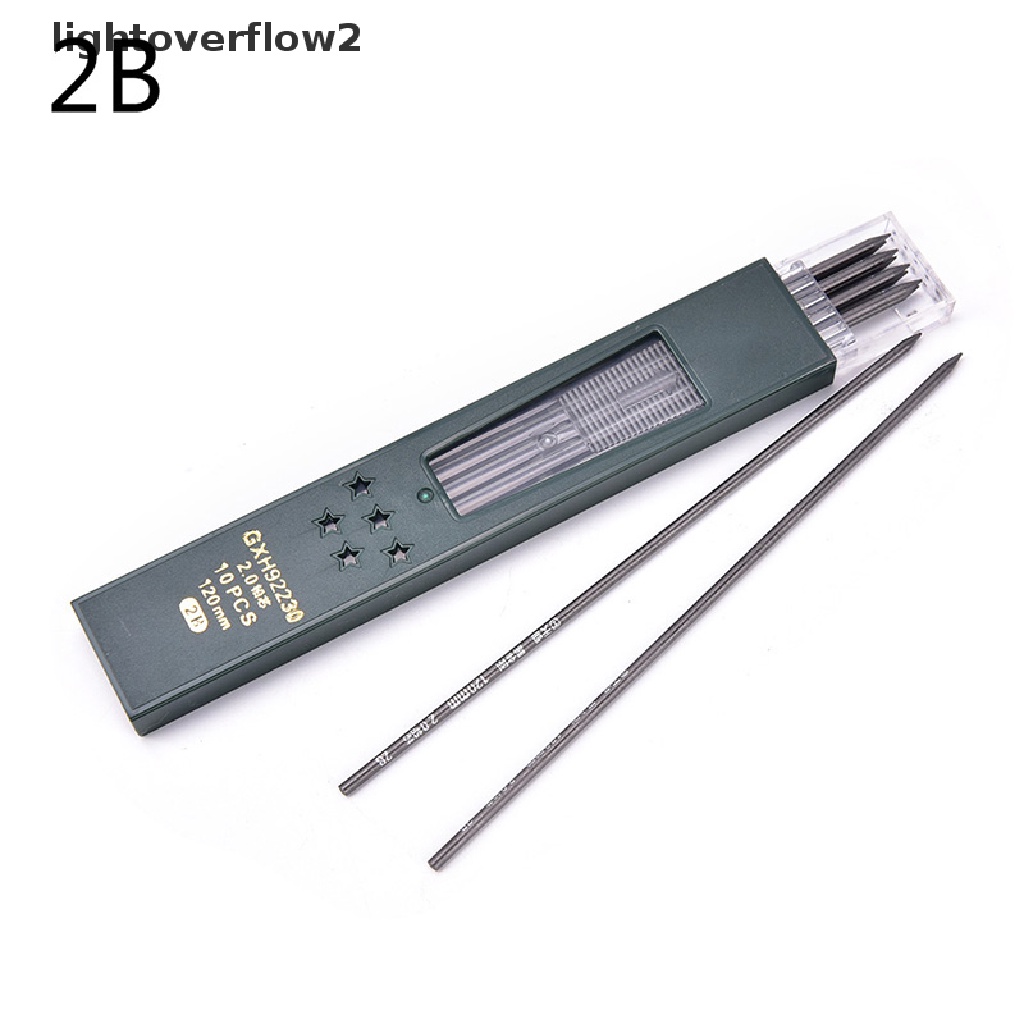 Lightoverflow2 10PCS Pensil Mekanik Otomatis HB / 2B 2.0mm Untuk Stationery Sekolah