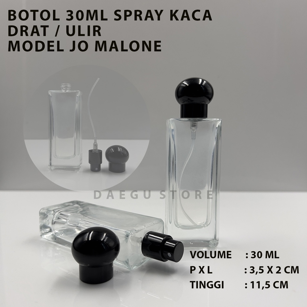 Botol Parfum 30ml Spray Kaca Tebal - DRAT / ULIR - Model JML REFIL