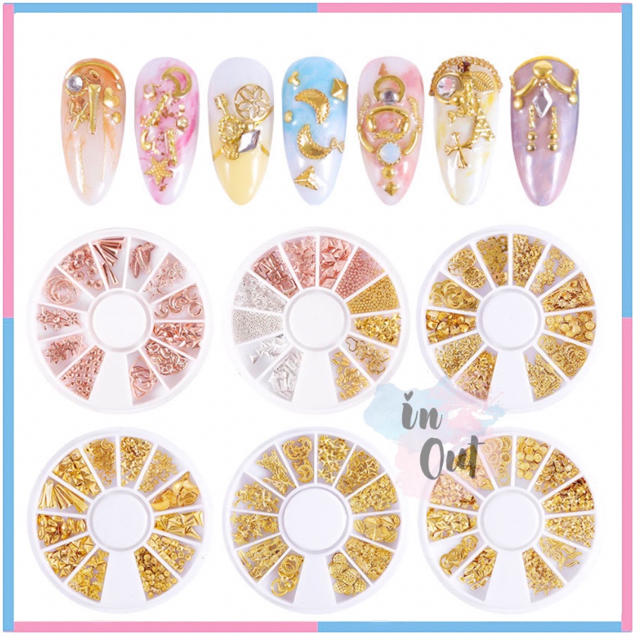 Nail Accesories Hiasan Kuku Gold Metal SIlver Rose Gold Nail Charm / Aksesoris kuku Nail Whell Nail Charm / hiasan dekorasi kuku / Nail Art Manicure Pedicure Wheel Colourful DIY KU042