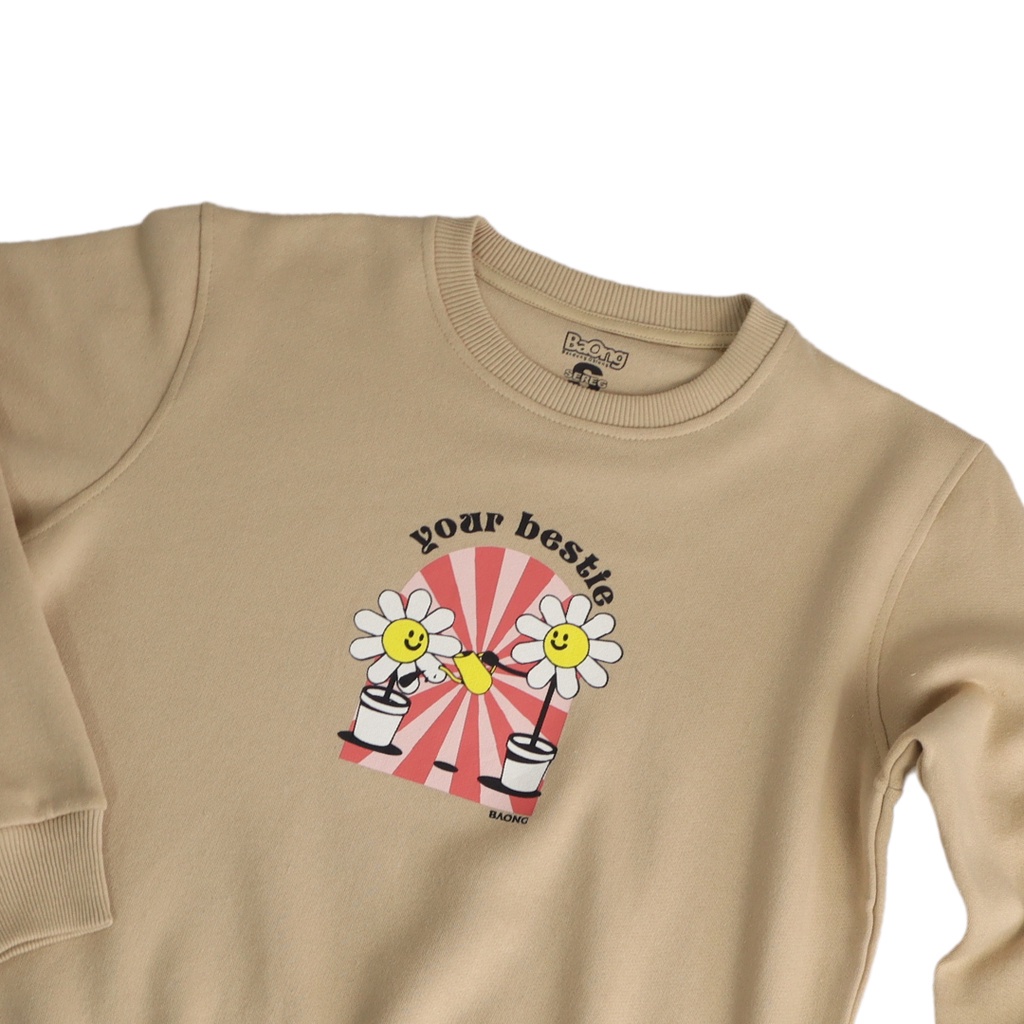 Sweater Crewneck BaOng Bestie Cream - Unisex