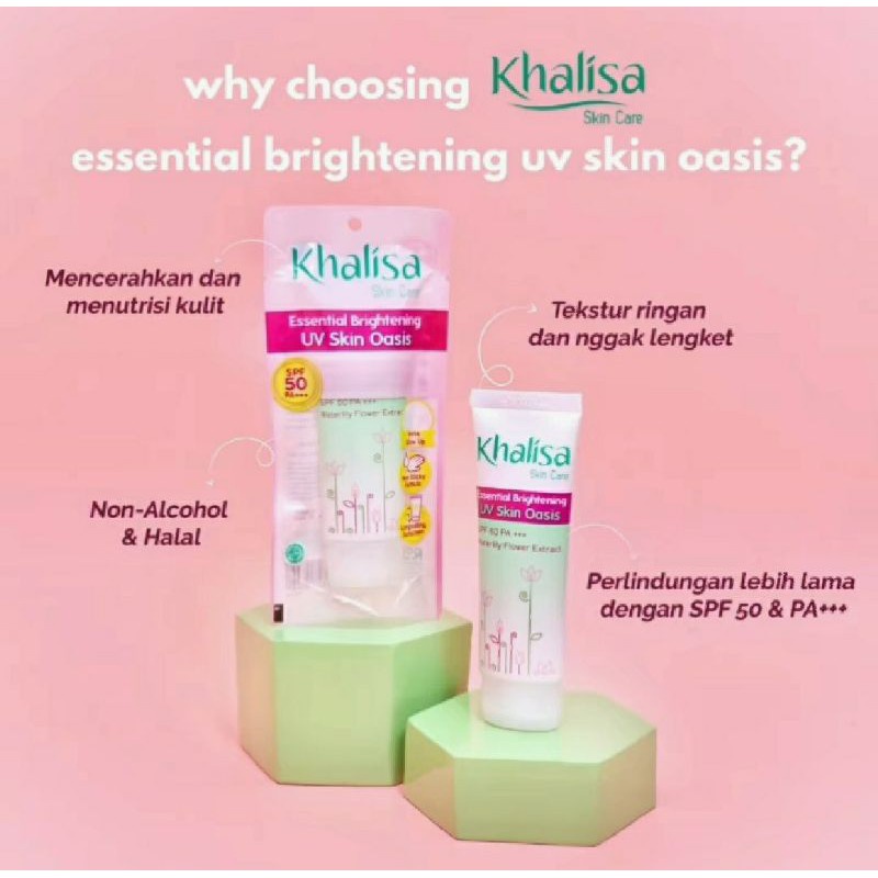 KHALISA Sunscreen Essential Brightening UV SKIN OASIS SPF 50 PA +++ - 40gr
