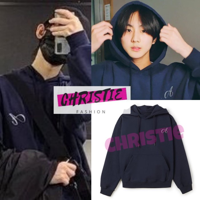 JAKET WANITA HOODIE A SIGNATURE JUNGWON SUNOO M-XXL 24 WARNA / SWEATER KPOP ENHYPEN - M, Navy korea 