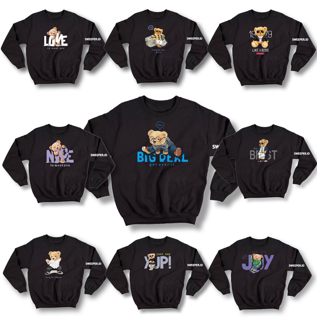 SWEATER CREWNECK TEDDY BEAR KUNG FU MASTER BAHAN FLEECE BAHAN FLEECE