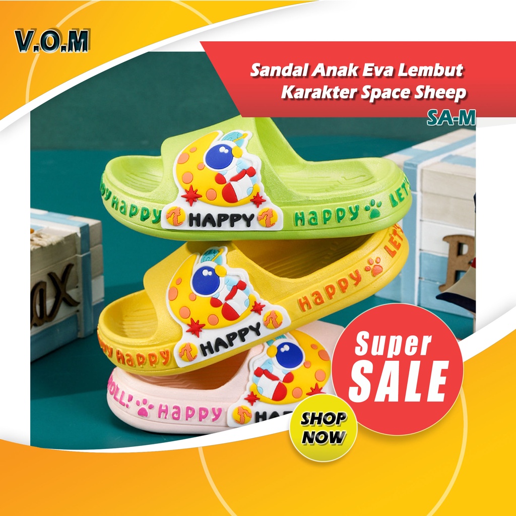 SA-M Sendal / Sandal Anak Eva Lembut Karakter Space Sheep NonSlip 0822