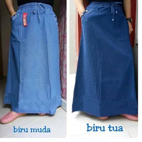 {YYK.18Oc22ᴷ} Rok Jeans Span Panjang Denim Polos Wanita Skrit Murah Model A klok Dewasa Original Pro