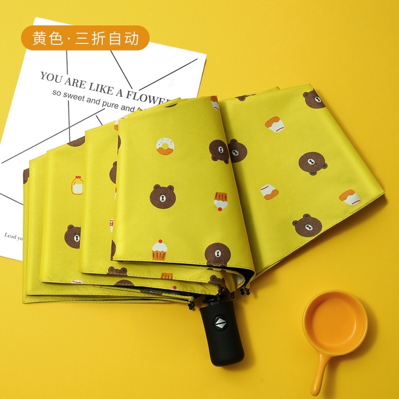 NEW (PAYUNG OTOMATIS) ANTI SUN UV + DESIGN LINE BEAR BROWN | UMBRELLA AUTOMATIC OPEN CLOSE 2022 | PA