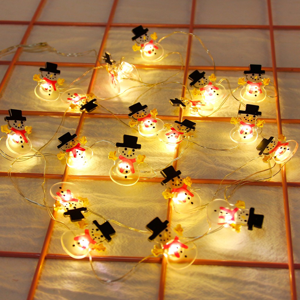 Lampu String 20 LED 2M Bentuk Santa Claus / Snowman / Snowflake / Rusa Untuk Dekorasi Pohon Natal 2023