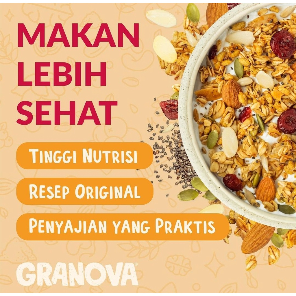 GRANOVA Granola 100g - Sereal Sarapan Sehat - Honey Almond / Chocolate Cranberry / Banana Nut / Berry White