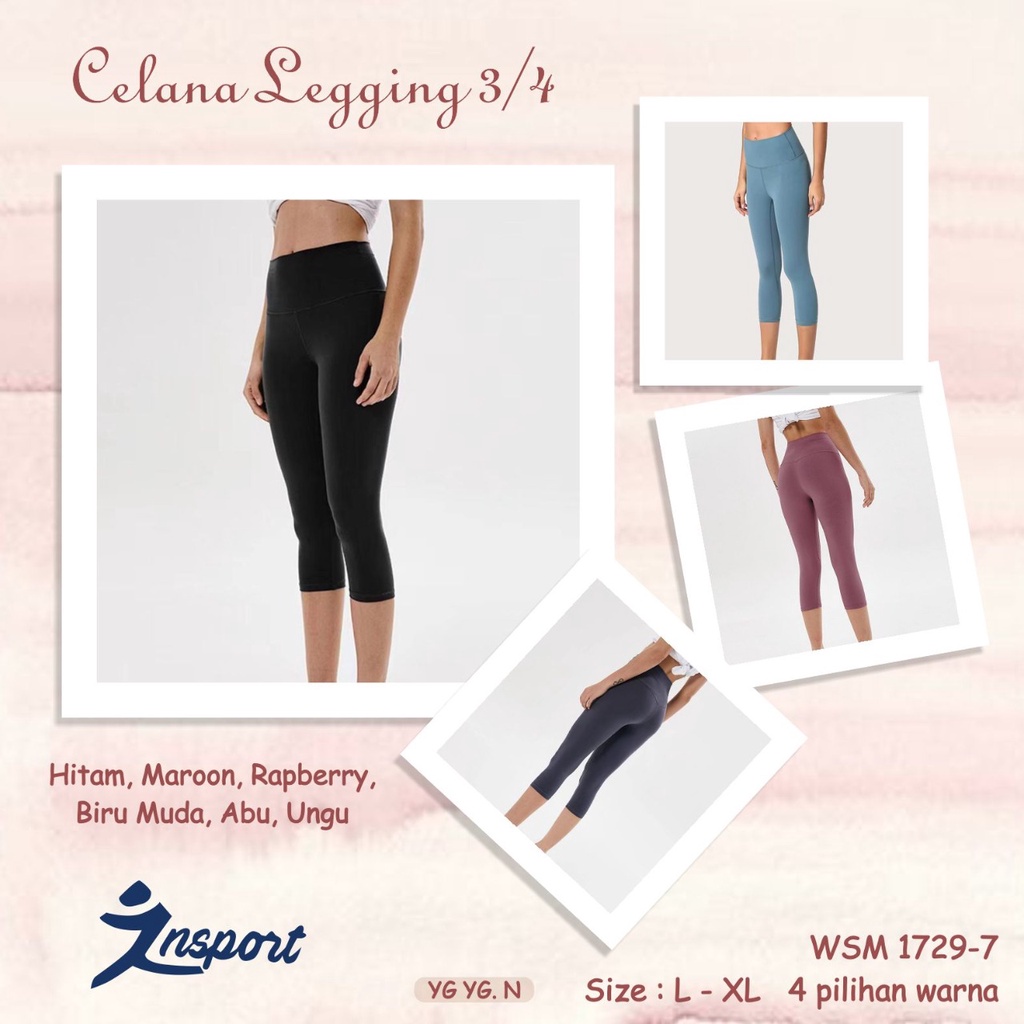 BAYIe -  Celana Legging Senam Wanita 7/8 Import HIGHWAIST/Olahraga/Sport/Zumba/Aerobic/Yoga/Gym INSPORT WSM 1729-7