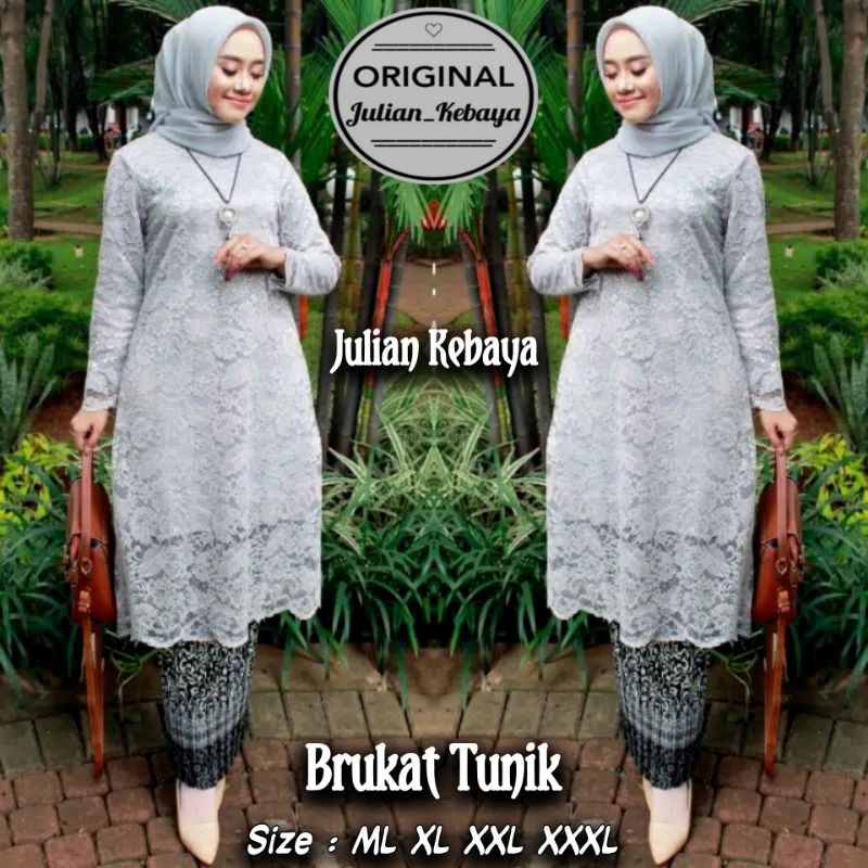 SET KEBAYA BRUKAT TUNIK MODERN / SETELAN BAJU KEBAYA BROKAT WANITA MUSLIM KONDANGAN WISUDA SET ROK PLISKET JUMBO