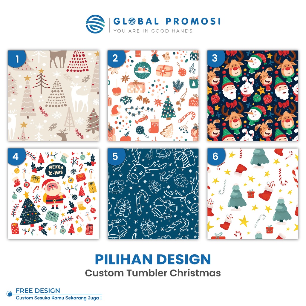 PILIHAN DESAIN KHUSUS TUMBLER UV EDISI Pattern Christmas