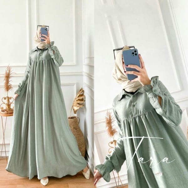 TARA DRESS GAMIS WANITA KEKINIAN BAHAN RAYON CRINKLE