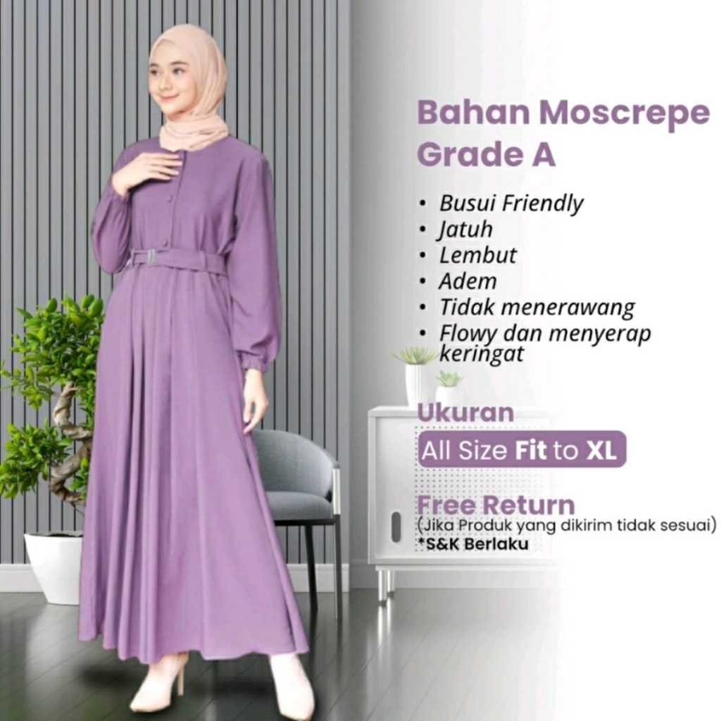 Dress Wanita Baju Gamis Wanita Terbaru Gamis Dewasa Kekinian Ungu Lilac