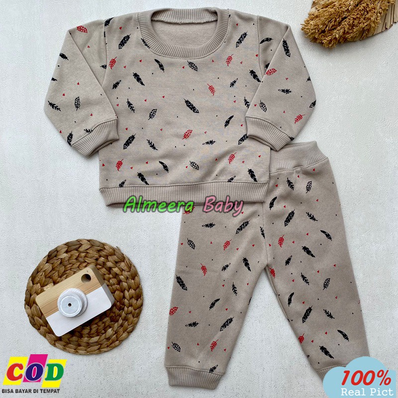 Setelan Baju Bayi Setelan Sweater Celana Jogger Usia 3-12 Bulan Almeera Baby and Kids