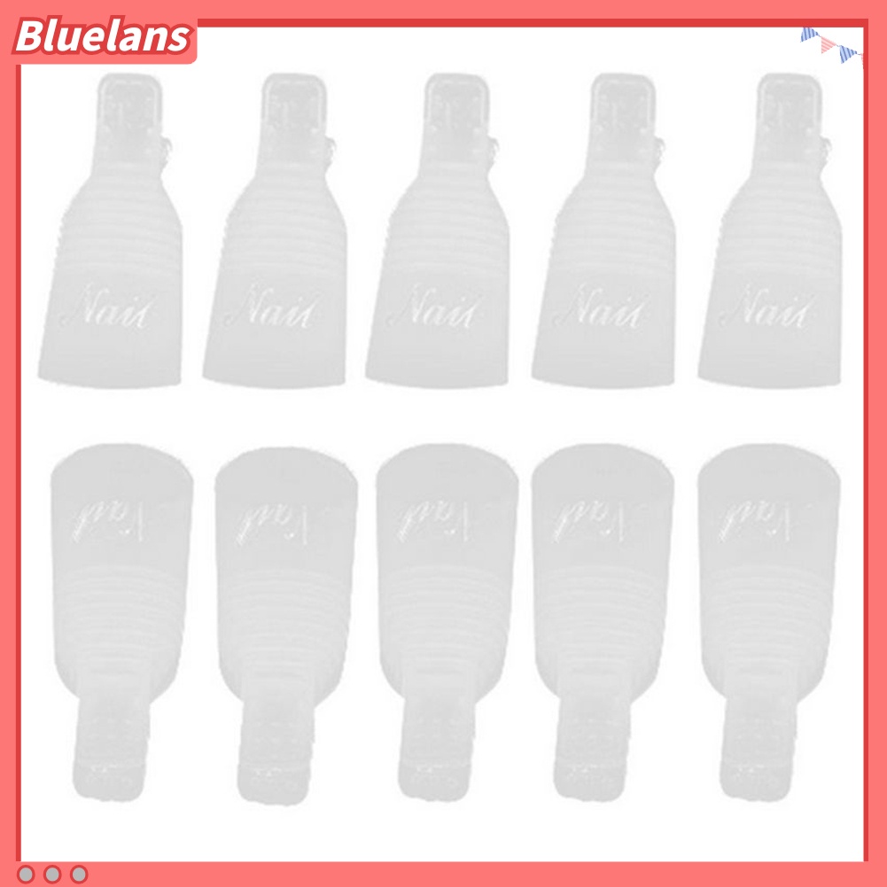 Bluelans 10Pcs Klip Cap Soak Off Penghilang Kutek UV Gel Bahan Plastik Untuk Manicure