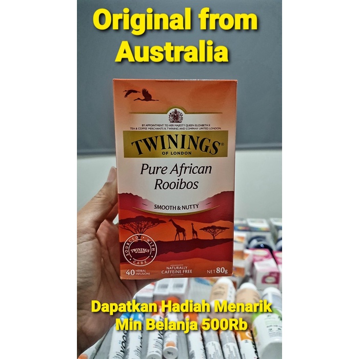 

ORIGINAL MURAH TWININGS PURE AFRICAN ROOIBOS CAFFEINE FREE Herbal Tea Australia Isi40