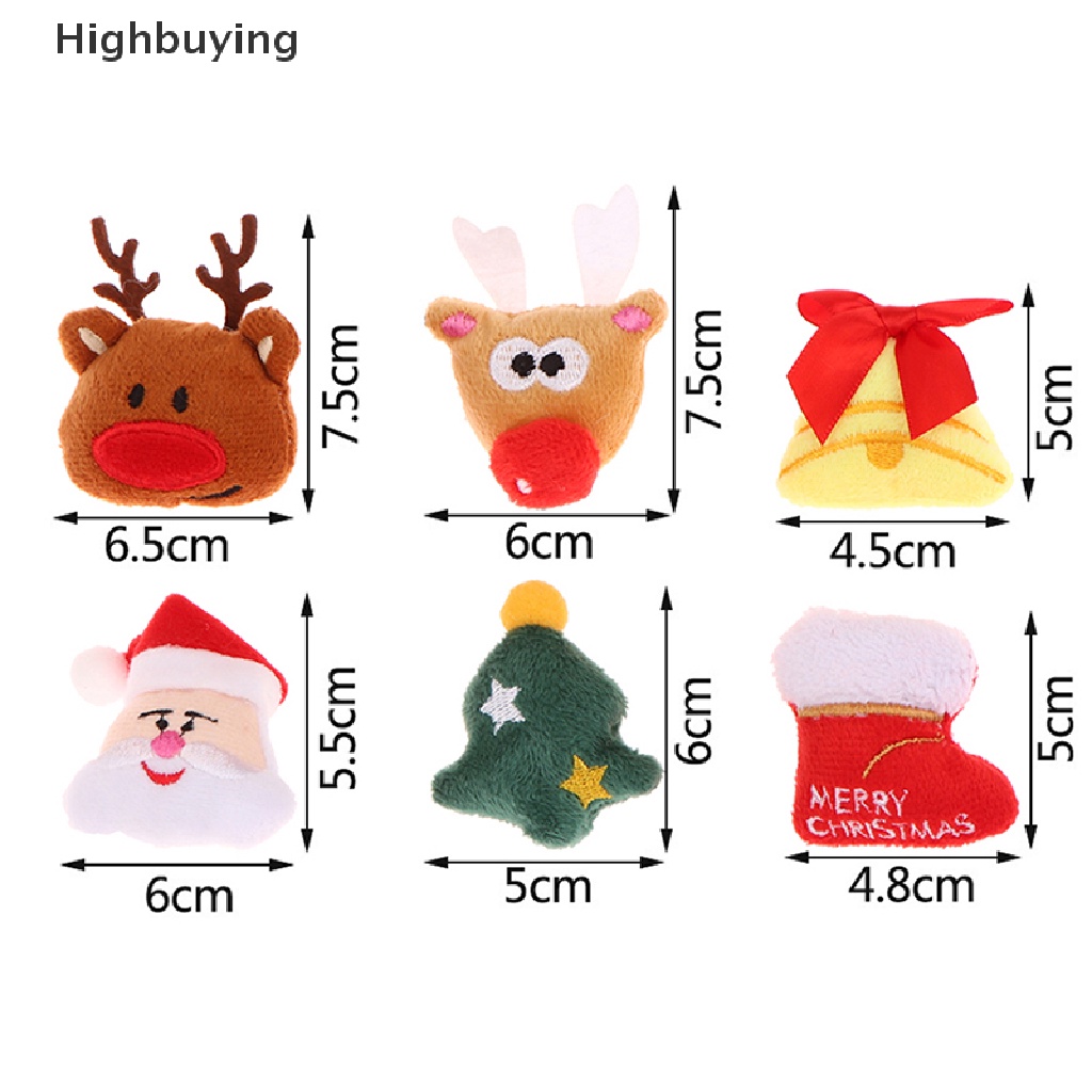 Hbid 5Pcs / Set Bros / Pin Motif Boneka Santa Claus / Lonceng Natal Bahan Plush Untuk Aksesoris Wanita Glory