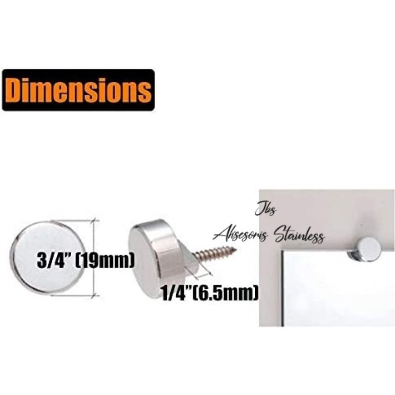 GLASS SCREW/SEKRUP KACA CERMIN TANPA DI LUBANG KACA