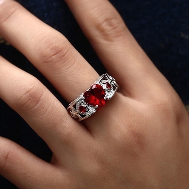 Fancyqube Cincin Zircon Silver Wanita Untuk Hadiah Pernikahan