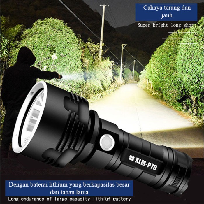 Senter Senter Led Rechargeable Super Terang Waterproof Premium Quality