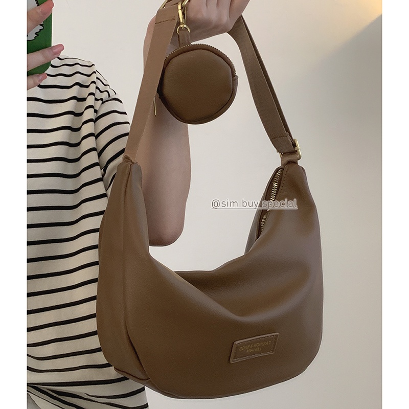 Suhao Retro niche tas ketiak wanita 2022 baru musim gugur dan musim dingin all-match ins fashion crescent tas high-end tas bahu