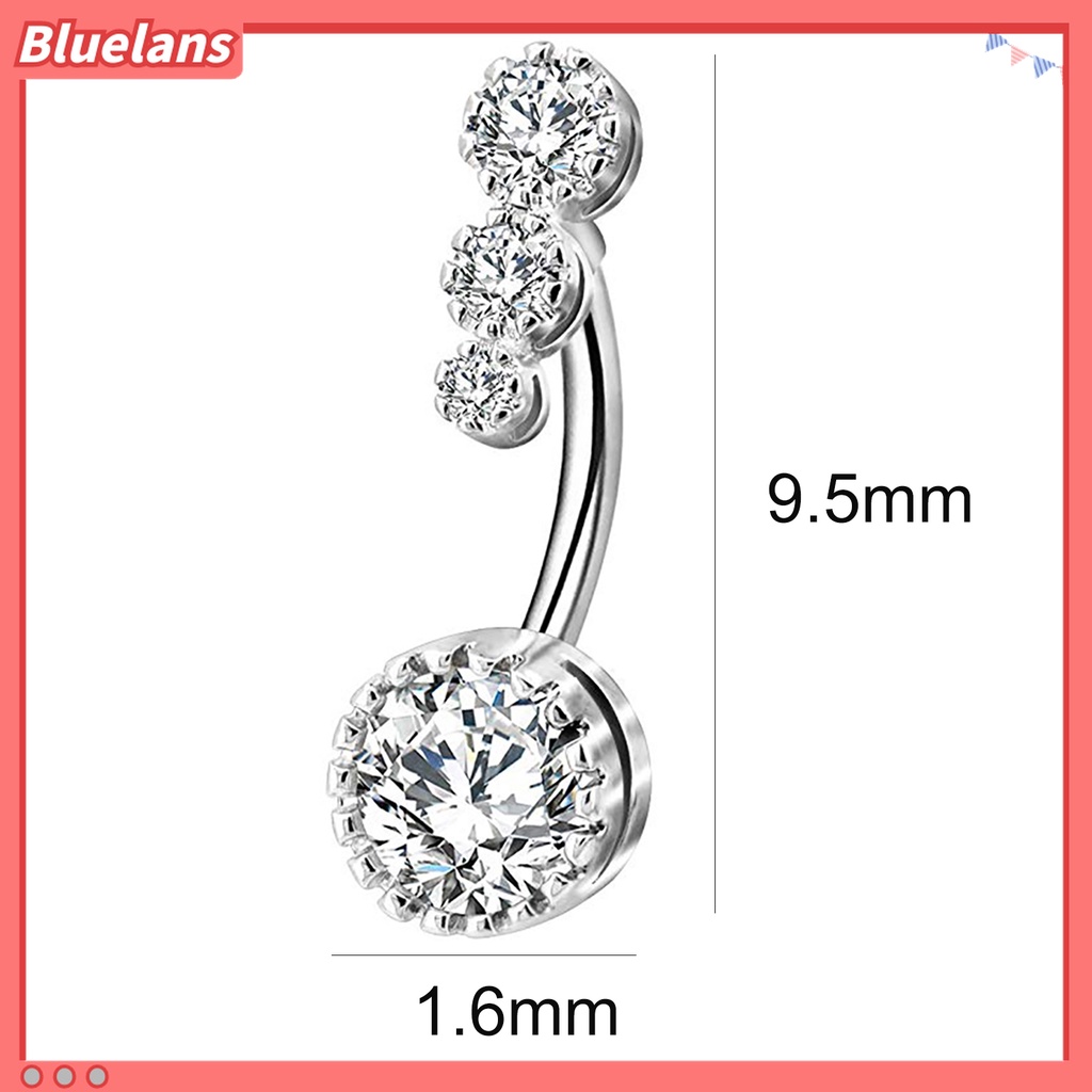 Cincin Tindik Perut Bahan Stainless Steel Bentuk Bulat Aksen Cubic Zirconia Untuk Wanita