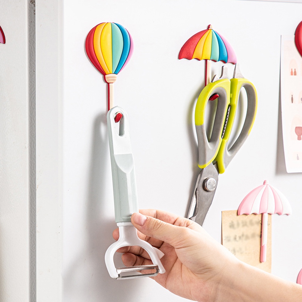 Magnet Kulkas Bentuk Payung Dan Balon Udara Warna Pink Untuk Dekorasi