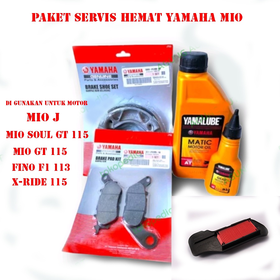 paket servis Oli yamalube matic filter udara kampas rem depan belakang Mio J Mio GT Soul GT 115 Fino F1 115 X-Ride 115