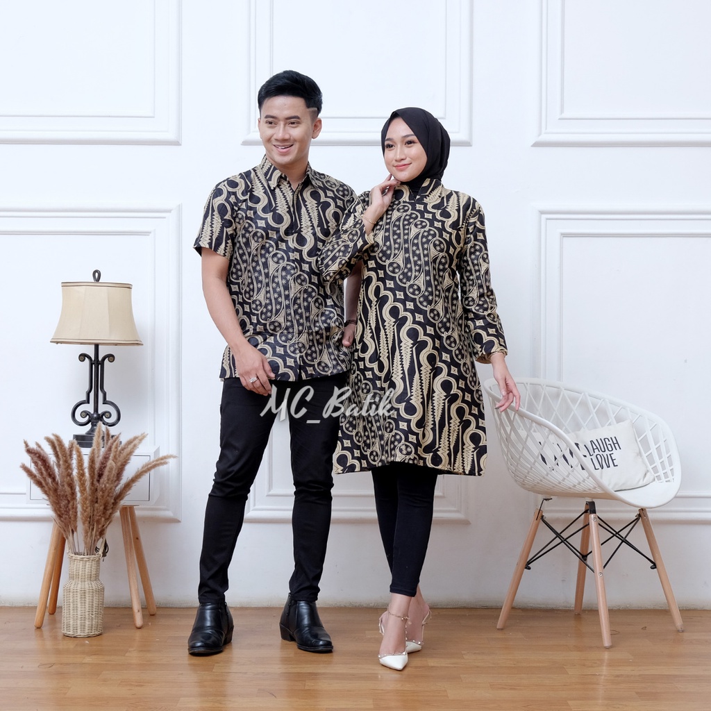 Batik Couple (MC Batik) - Baju Batik Couple Batik Couple Tunik Kemeja Lengan Pendek Ready Seragam Kantor M L XL XXL Jumbo