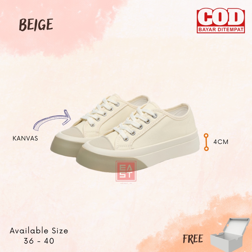 Sepatu Taeyong Cream Sneakers Wanita Sport Shoes Import Korea