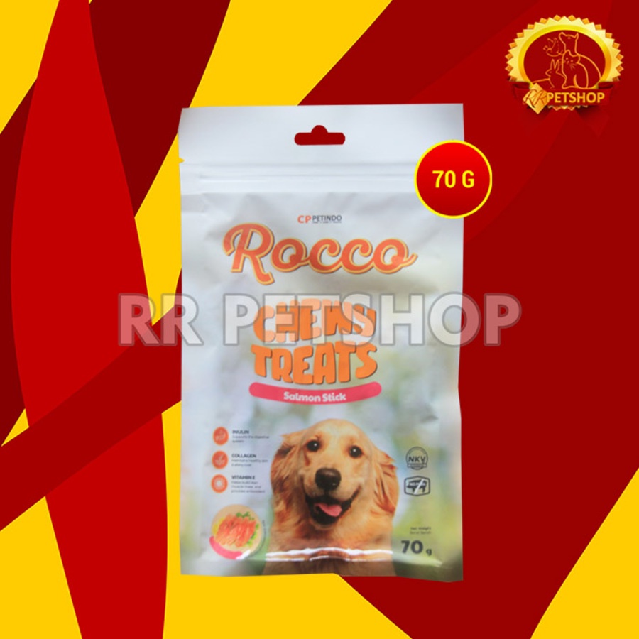 Snack Makanan Anjing Rocco Chew Dog treats Non Meat Jerky Jerhigh 70Gr