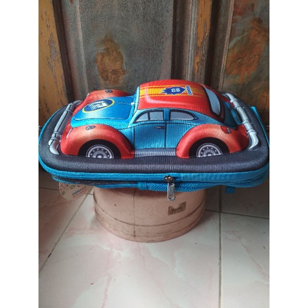 tas anak cannon berakarter car mobil 3D gambar timbul