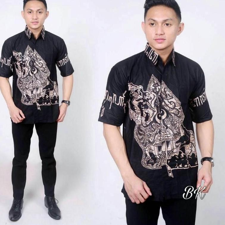 ㋿C Baju batik M L XL XXL hem kemeja lengan pendek motif memanah grosir murah fashion atasan kerja HO