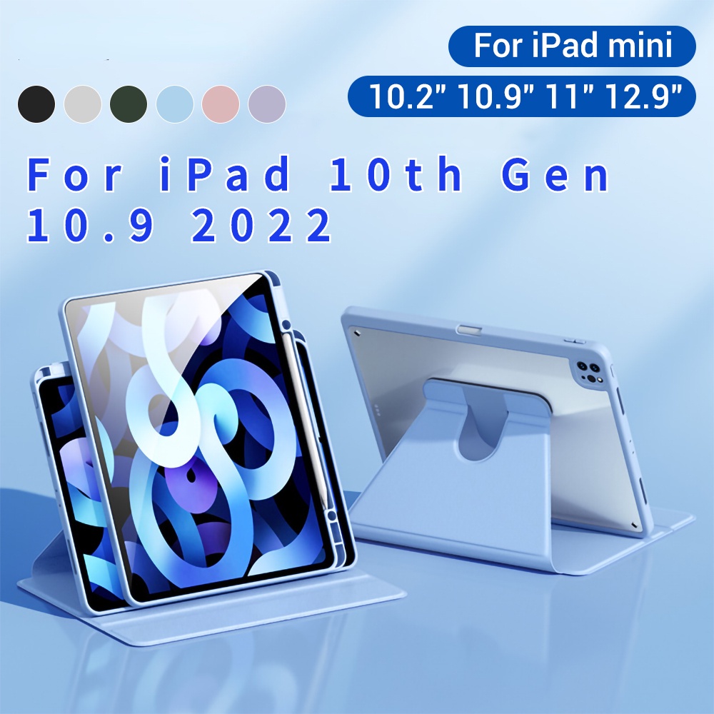 Case Stand Cover iPad 10th Gen 10.9 2022 Air 5 2021 iPad Pro 11 Air 4 10.9 Mini 6 2019 10.2 7 8 9th Generation 360 Derajat° Case Rotasi