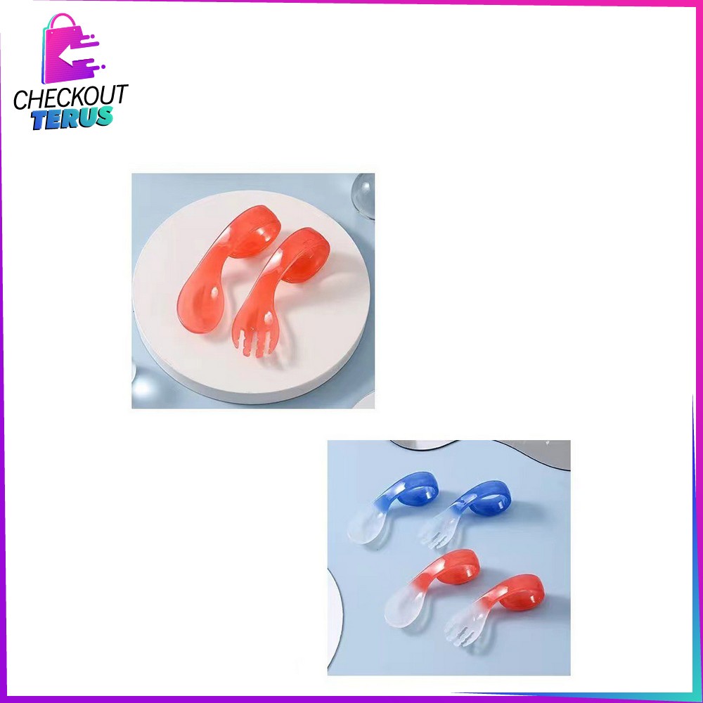 CT C706 Alat Makan Set MPASI Bayi Sendok Garpu Makan Bayi Sensor Suhu Panas Sendok Makan Bayi Sensor Panas