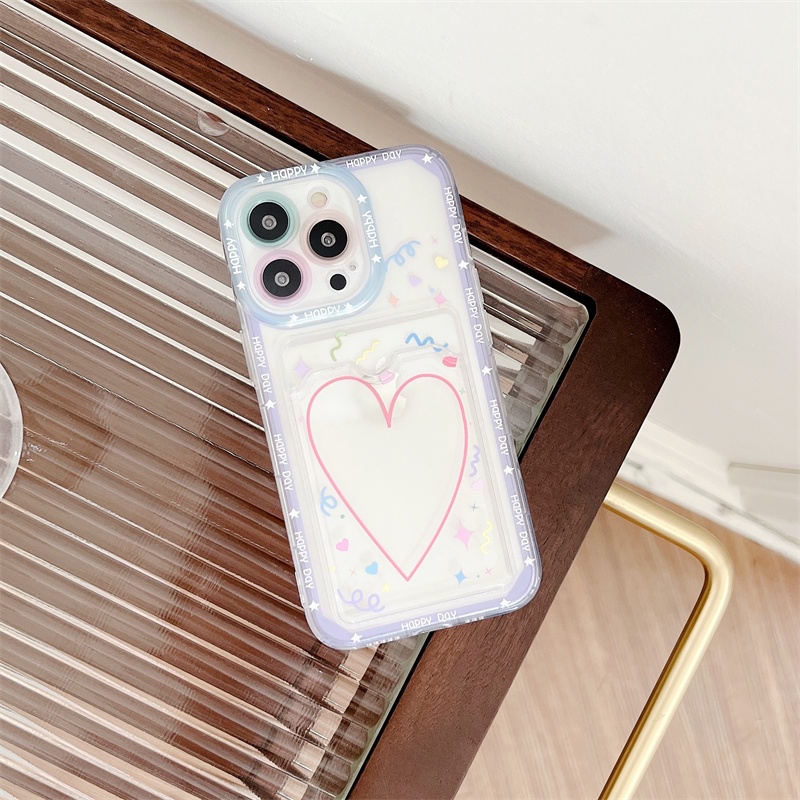 Casing Soft Case TPU Motif Hati Untuk IPhone 14 13 11 Pro Max 8 7 Plus X XS XR