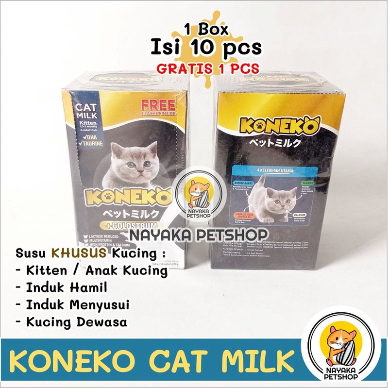 Koneko Cat Milk 1 Dus Box Isi 10 Sachet Susu Anak Kucing Kitten Indukan Hamil Menyusui Adult