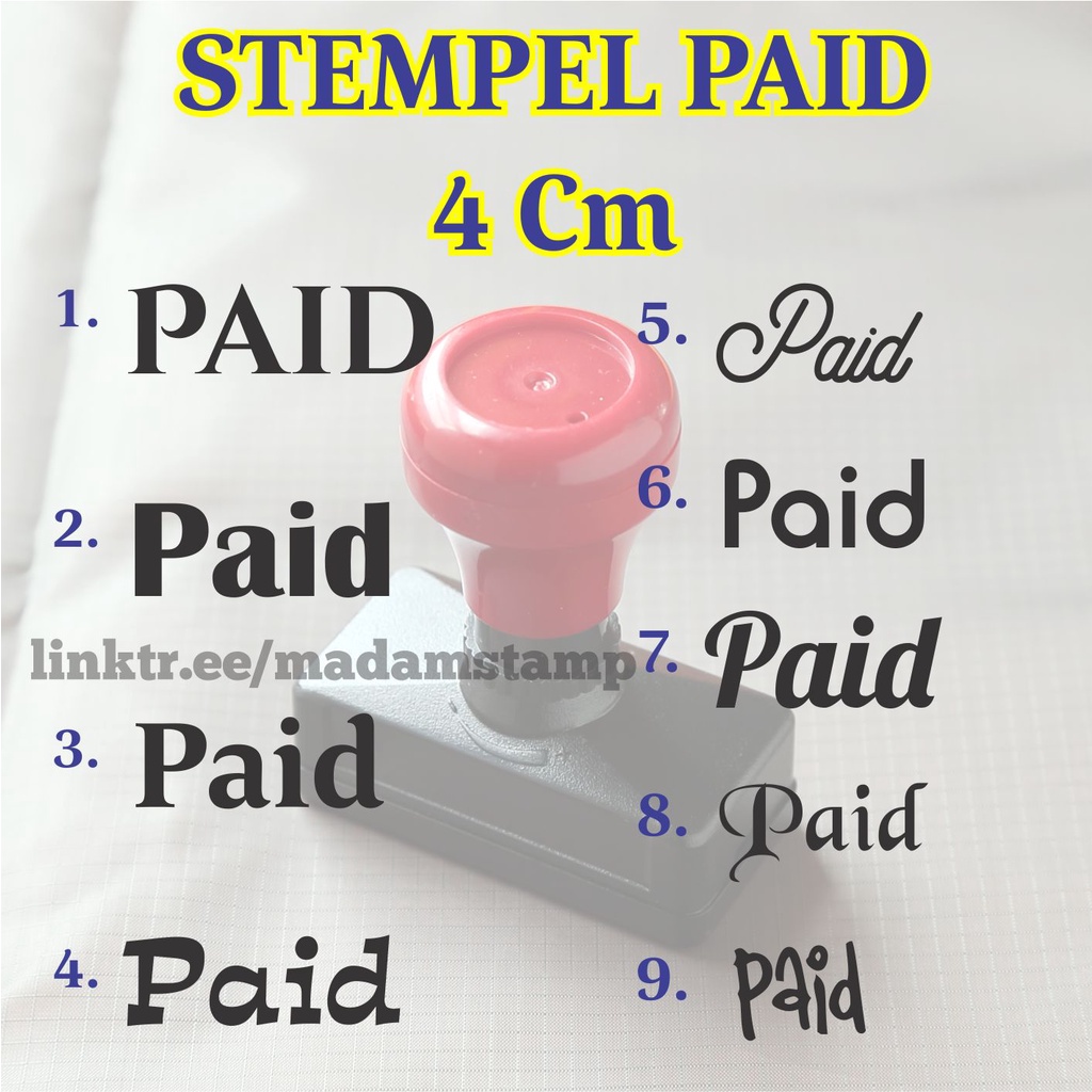 

stempel PAID 4cm lunas tinta otomatis flash stamp nama toko nota