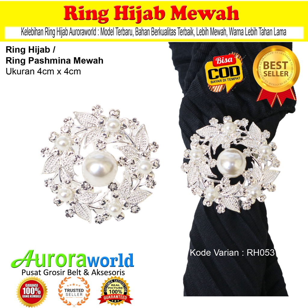 Auroraworld Ring kerudung hijab ring syal permata Ring Pashmina Berlian mutiara Mewah bros cincin kerudung scarf fashion terbaru anti hitam bisa COD RH - 1A