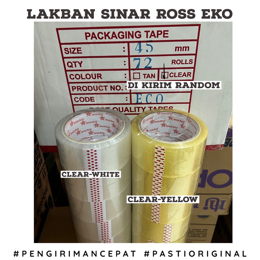 

H7Y [PER 1 DUS] Lakban Sinar Ross 2 inch 45mm 90 YARD ECO (1 DUS ISI 72 ROL)