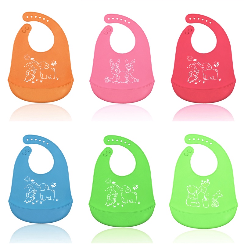 Premium Baby Bibs Silikon BPA Free Waterproof MPASI Celemek Makan Bayi Feeding Silicone Slabber Bib B192