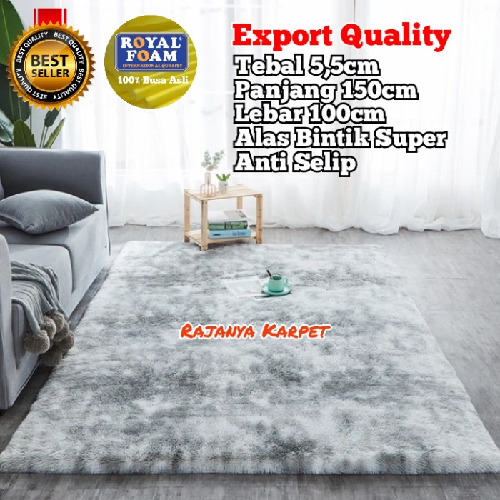 KARPET BULU Karpet Bulu Tebal 5,5cm Empuk (Anti Selip) 150x100 / Kasur Lantai Bulu - Abu-abu kamar t
