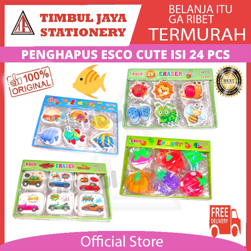 

Esco Penghapus / Stip / eraser / Hapusan Animal Ikan isi 1 pak 24 pcs