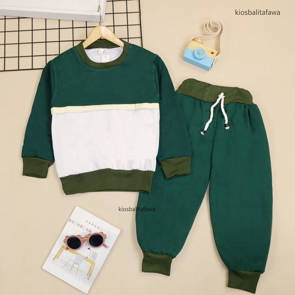 Setelan Greyson 1-6 thn / Set Celana Baju Lengan Anak Cowok Bahan Adem Panjang Sweater &amp; Jogger