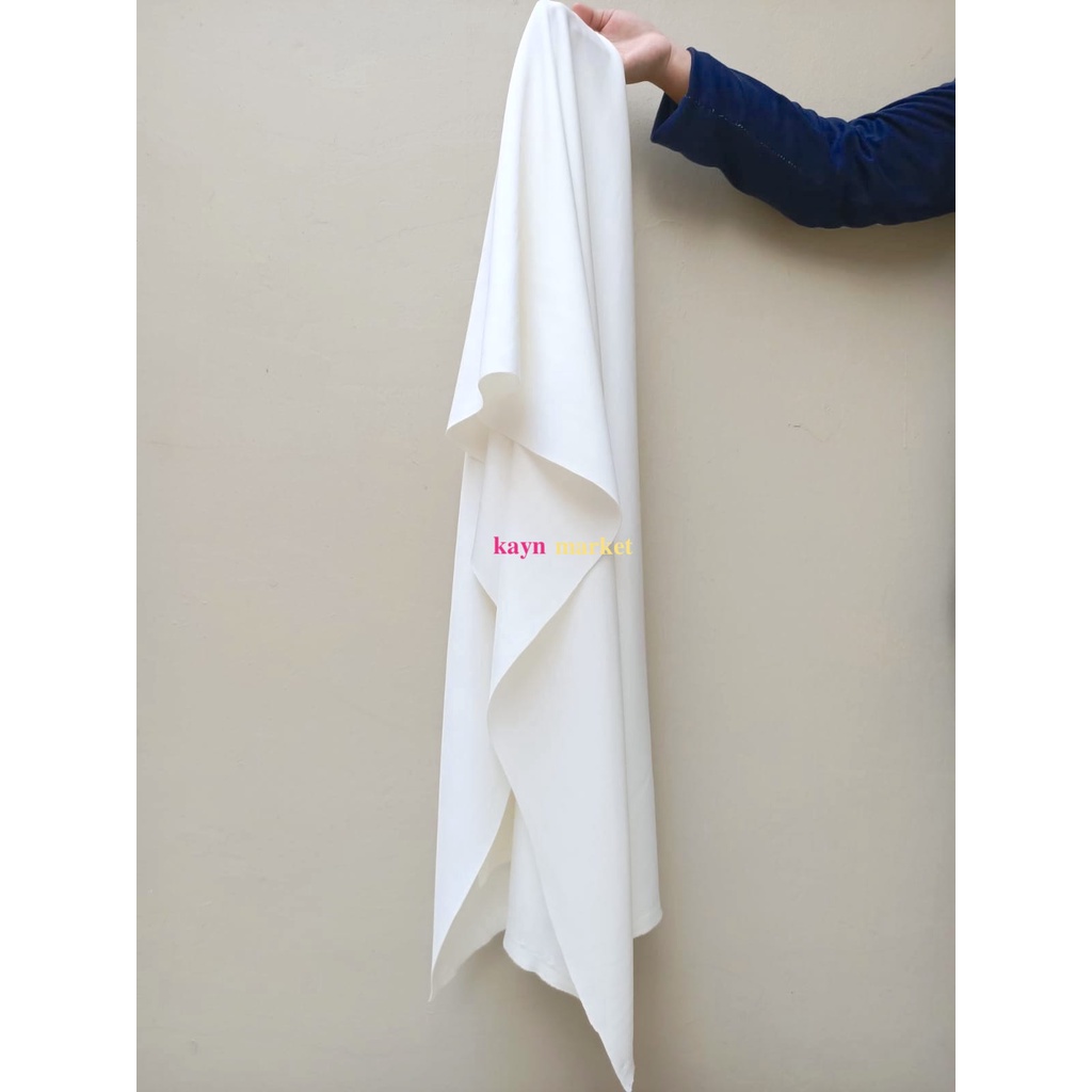 1/2 Meter Kain SCUBA Premium Polos Stretch 280 gsm Broken White Putih Grade A Polos Meter Roll Grosi