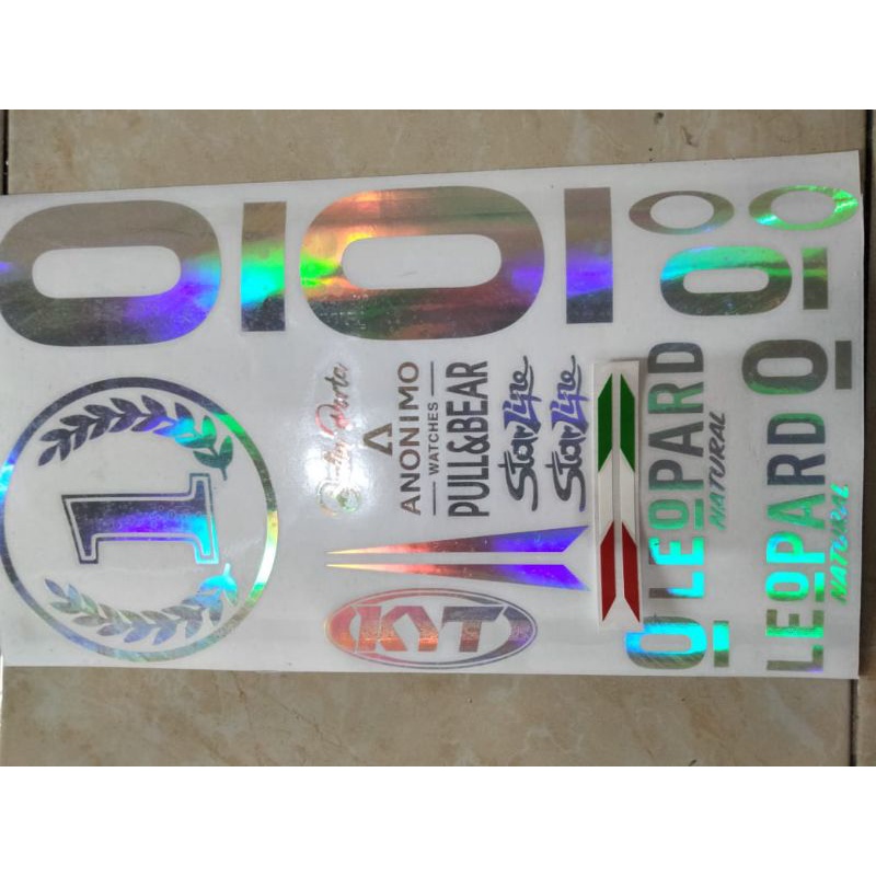 stiker helm leopard full set hologram