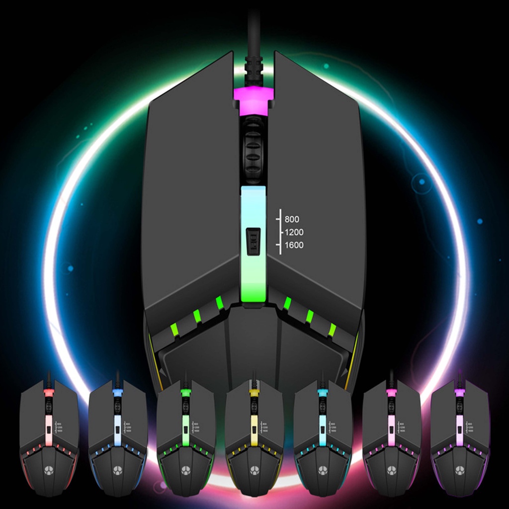 （COD）Mouse Gaming X3 X1  LED RGB Rainbow Kabel Wired Usb mouse- Glowy