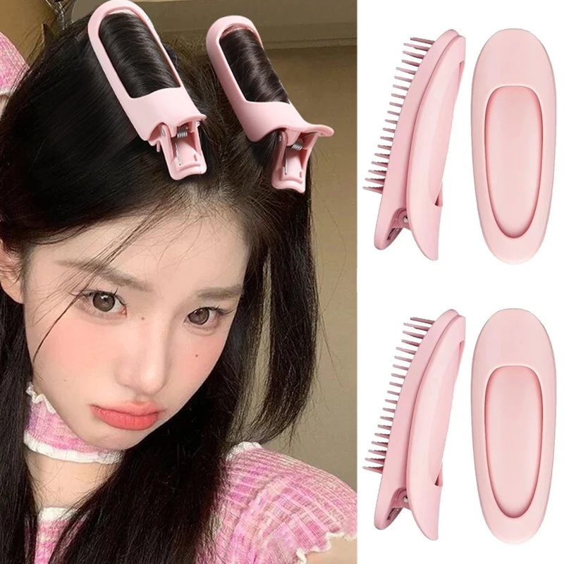 Klip Penjepit Rambut Poni Volume Keriting Fluffy Warna Pink Untuk Wanita