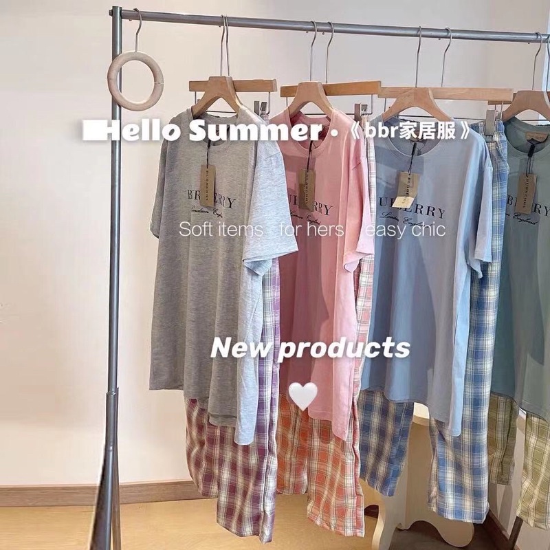 TELLY ➡️ 310 BAJU TIDUR SETELAN BURBERI MURAH GROSIR IMPORT